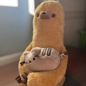 Sloth Holding Pusheen Kitty Plush